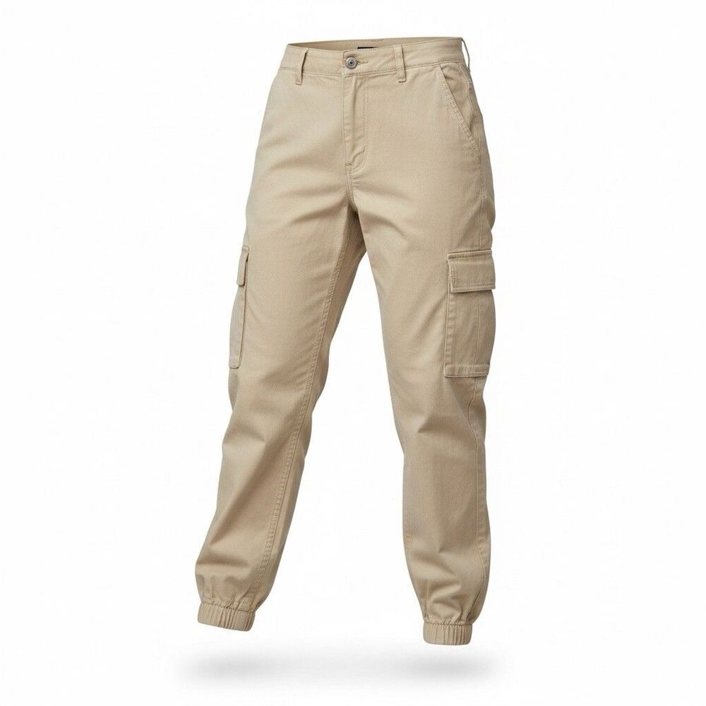 Missguided Women’s Cargo Pants Size 4 Tan High Waist Jogger 100% Cotton